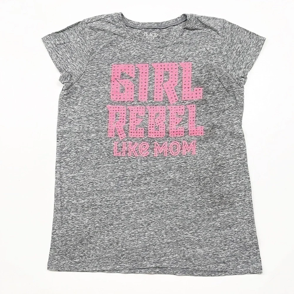 The Children's Place Girl Rebel Like Mom gray graphic print t-shirt